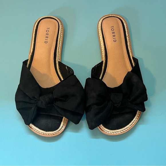 Torrid bow slide sandal size  10w black boho - Picture 4 of 5